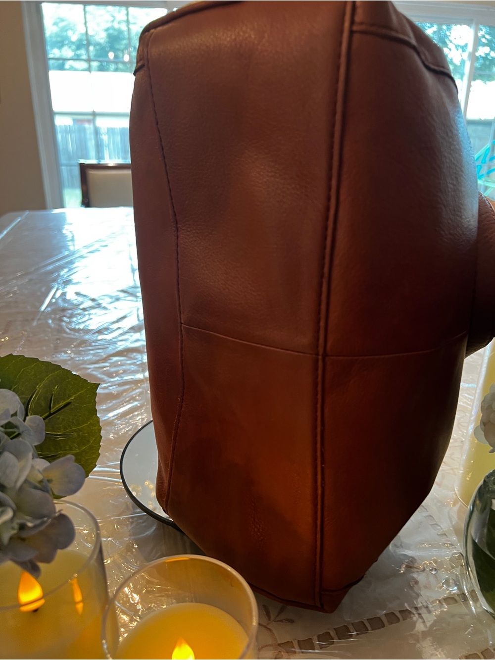 Leather American Leather Co Brown Genuine Leather Hobo Shoulder Bag Tote Brown - Picture 3 of 10